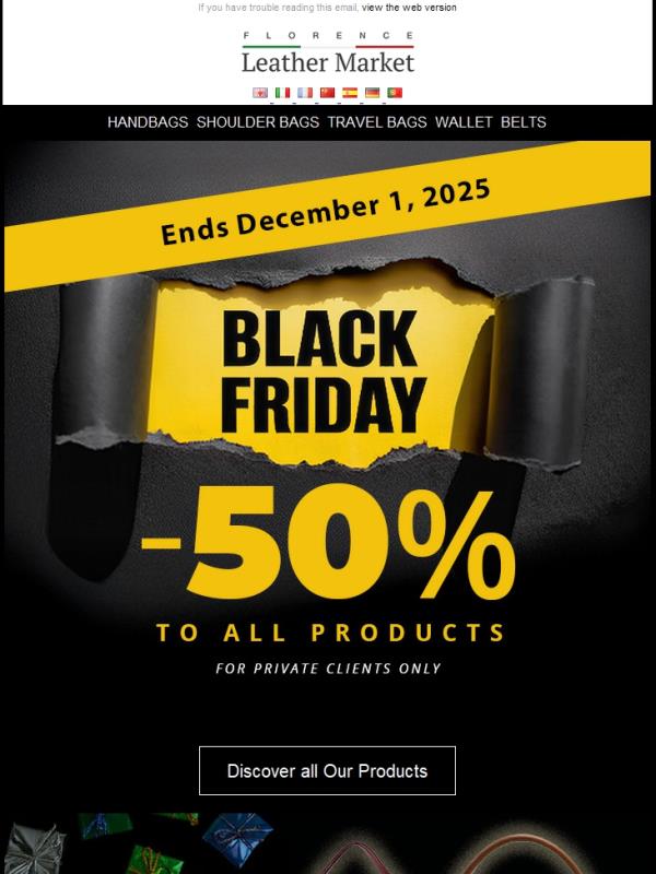 Black Friday: 50% OFF All Italian Leather (Ending Soon)