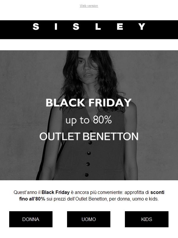 Outlet Benetton: da oggi, Black Friday 🖤