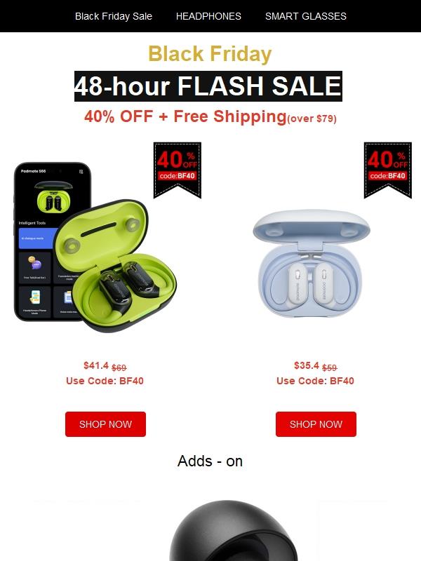 FLASH SALE! Save 40% OFF NOW!