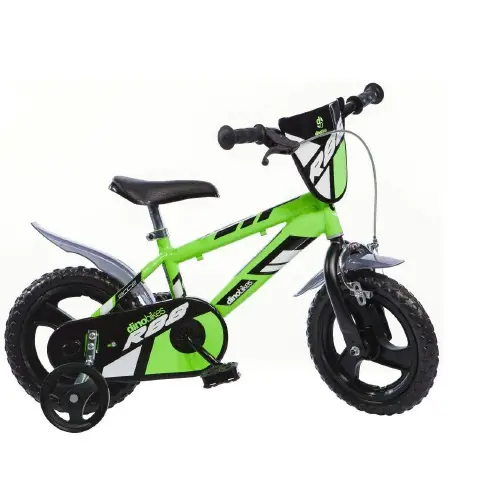 Bici per Bambini 2-4 Anni Bicicletta 12 Pollici MTB Boys Verde Con Rotelline Stabilizzatrici