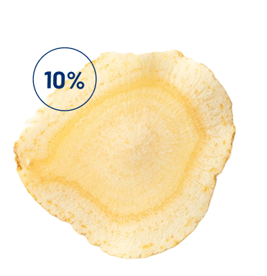 alt="Primo piano di una radice di ginseng tagliata a fette con un sottile sconto del 10% sull'etichetta.»