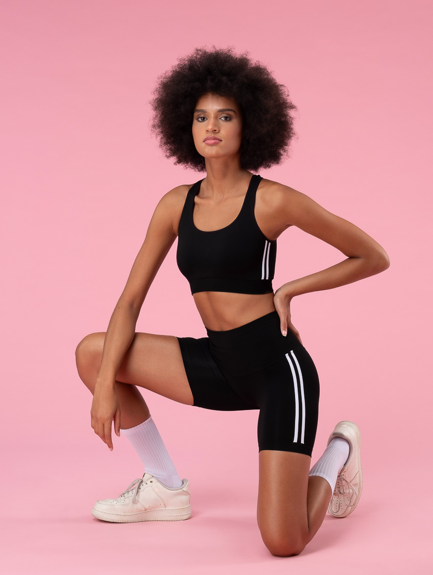 Image of Top Spalla Largaarga Side Lines - Nero/bianco