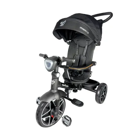 Triciclo Evolutivo 4-in-1 Moov-LX GioJoy by Giodicart – Telaio Nero e Rivestimenti Nero