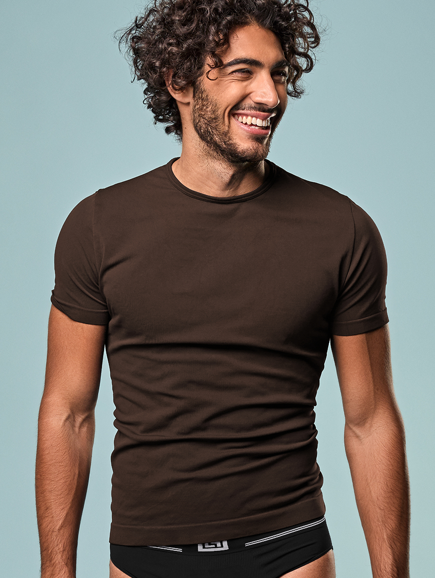 Image of T-shirt Uomo Girocollo Cioccolato - L/xl
