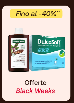 „Banner con prodotti Klorane Anti-Hair Loss e BioNike Triderm. Bollino giallo: ‘Fino al -40%.’ Testo: ‘Offerte Black Weeks.’ Sfondo lilla con cornice scura.“ ArmoLipid & Prolife – fino al -50% „Banner con prodotti Klorane Anti-Hair Loss e BioNike Triderm. Bollino giallo: ‘Fino al -40%.’ Testo: ‘Offerte Black Weeks.’ Sfondo lilla con cornice scura.“ ArmoLipid & Prolife – fino al -50%