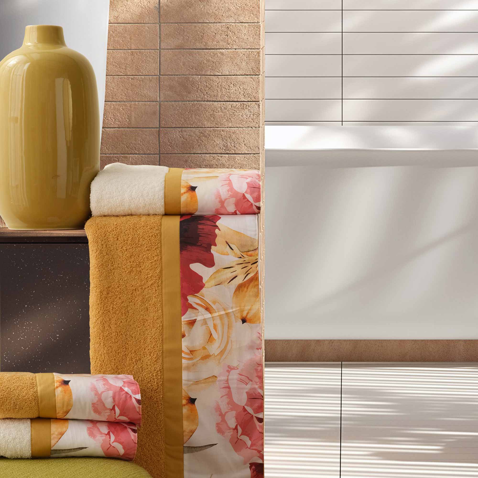 Image of Set 2 Coppie in Spugna di Cotone <br>con Balza in Percalle - <b>Giverny