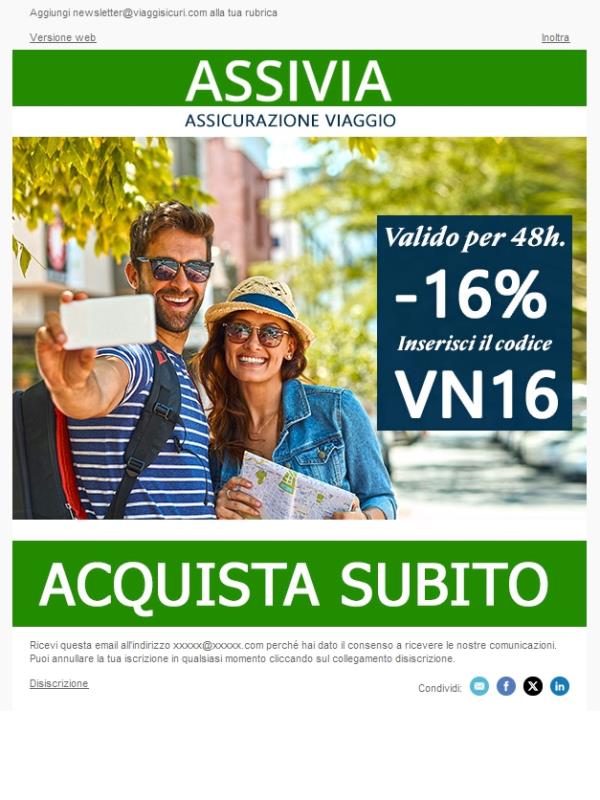 - 16% su tutte le nostre polizze!