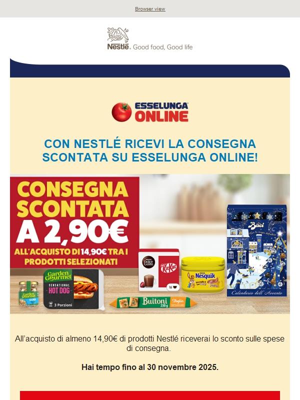 Approfitta della consegna scontata con Esselunga sui prodotti Nestlé!