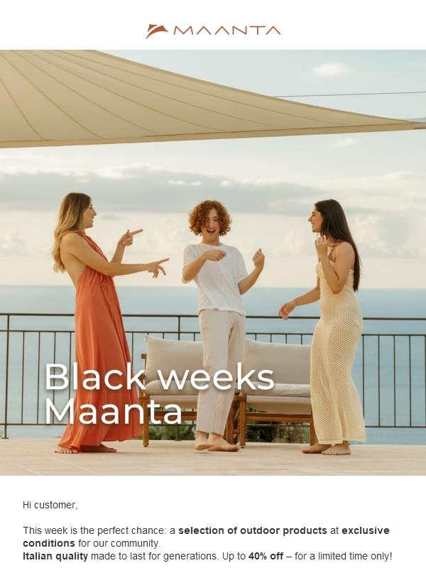 Maanta Black Weeks: Italian quality, a unique opportunity