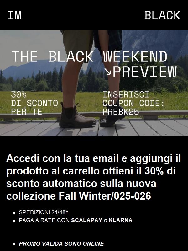 Accesso Esclusivo agli Sconti Black Friday: 30% di sconto esclusivo.