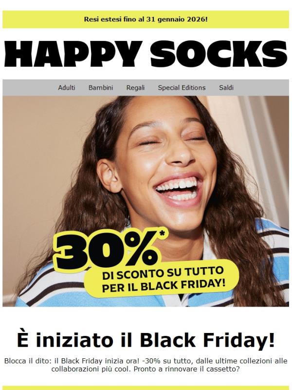 Black Friday: Tutto al 30% di sconto!