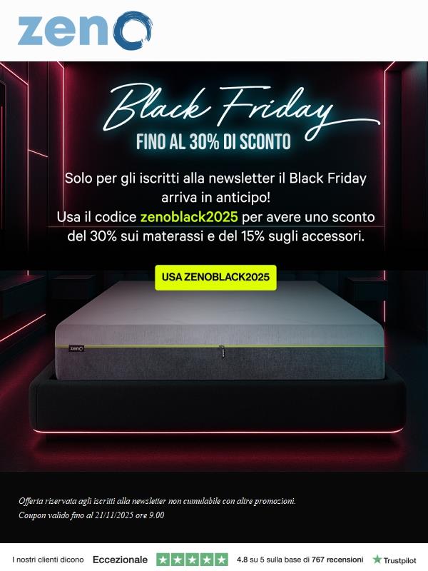 🌚 Su zenO arriva il Black Friday anticipato: sconto esclusivo solo per te!