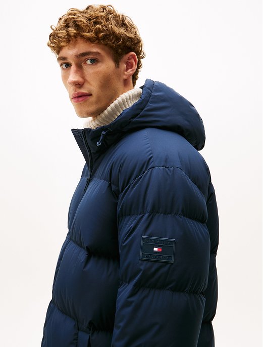 Parka lungo idrorepellente con cappuccio