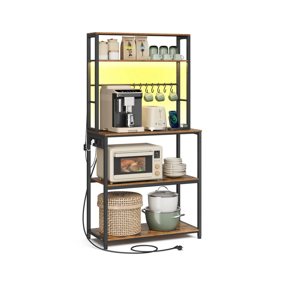 Image of Scaffale da cucina con ripiani regolabili e illuminazione LED