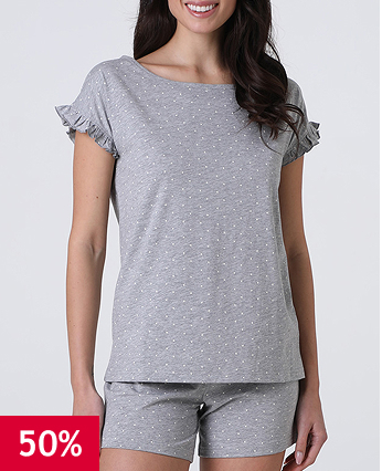 Pigiama Corto in jersey, grigio melange a pois