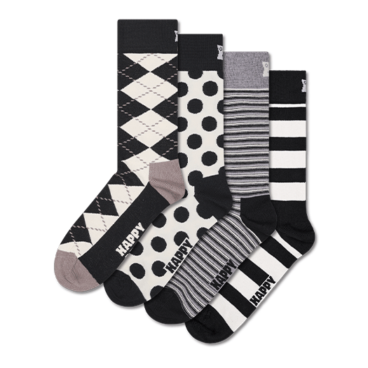 4-Pack Black And White Socks Gift Set
