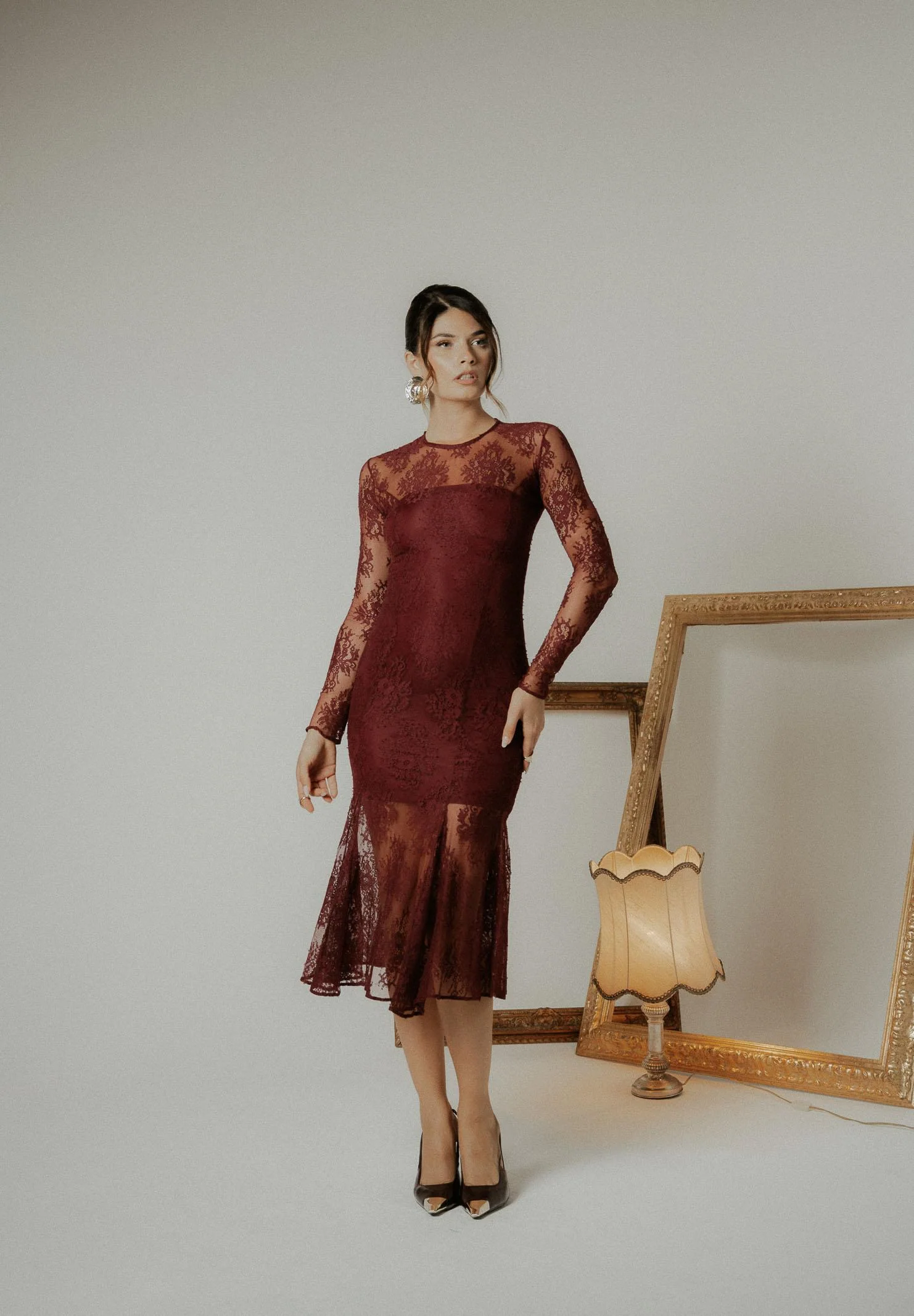 Image of SANTAS Abito midi ÉTERNELLE bordeaux da donna