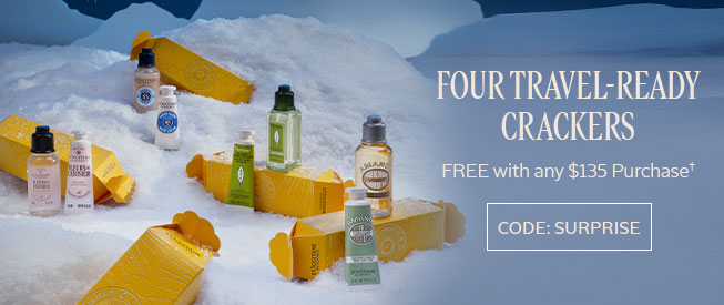 FOUR TRAVEL-READY CRACKERS | FREE WITH ANY $135 PURCHASE† | CODE: SURPRISE