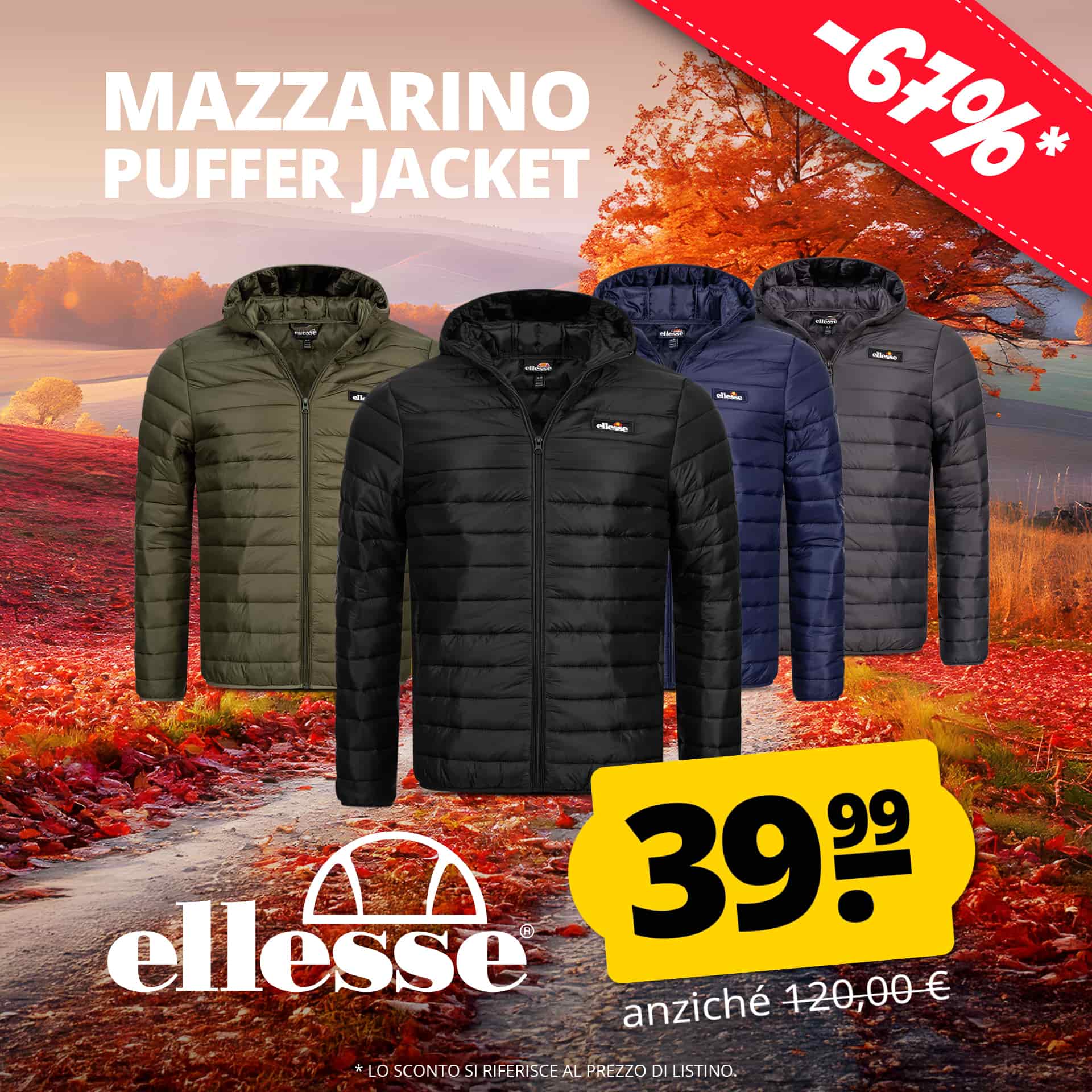 ellesse mazzarino uomo giacca di piumino