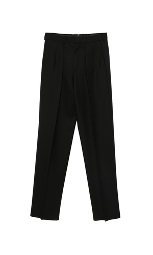 Broken twill trousers with double pleat