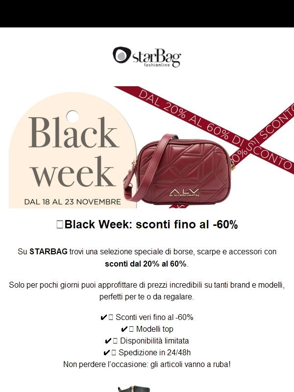 🔥 Black Week STARBAG: sconti dal 20% al 60% su borse e accessori!