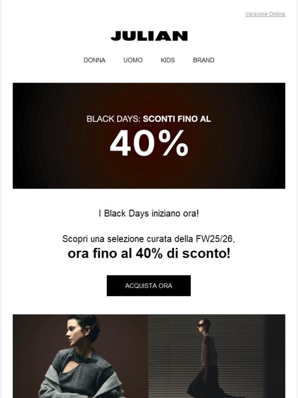 BLACK DAYS | Fino al 40% di sconto