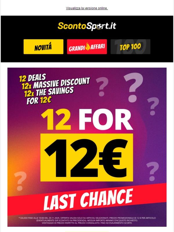 12 OFFERTE a 12 € ciascuna! 🔥 Disponibili solo per poche ore!