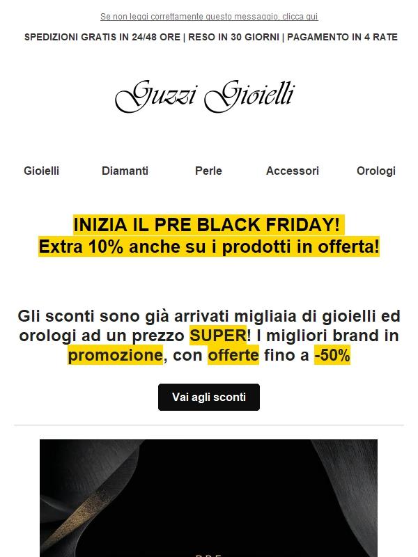 Non perderti il PRE BLACK FRIDAY: -50% + EXTRA -10%!