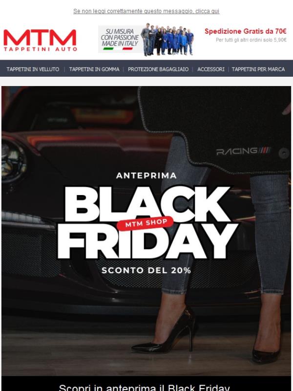 🎉 Anteprima Black Friday MTM: Sconto 20% e Spedizione Gratuita!
