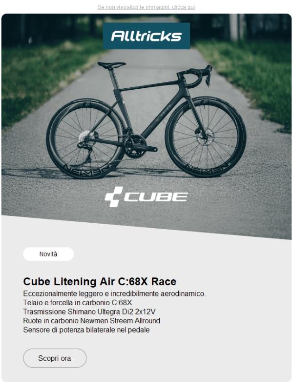 Cube Litening Air C:68X Race: eccezionalmente leggero e aerodinamico.