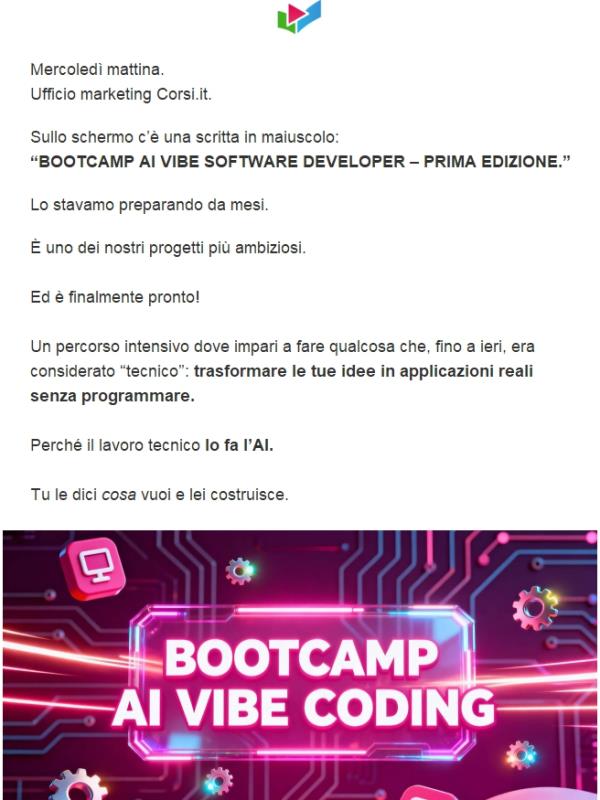 Apriamo il primo Bootcamp AI (posti limitati)
