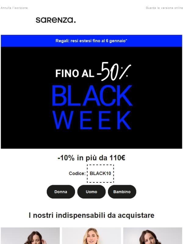 Black Week 🖤 Fino al 50% di sconto