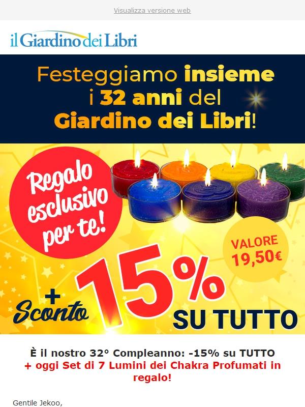 ⚡️ È il nostro 32° compleanno: -15% su TUTTO + Oggi nuovo Regalo (valore 19,50€)!