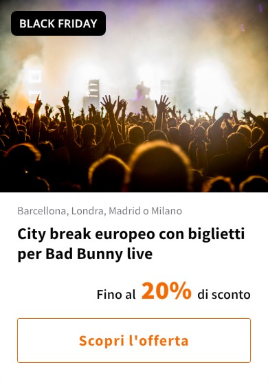 City break europeo con biglietti per Bad Bunny live