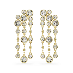 Orecchini pendenti Imber, Taglio Round, Chandelier, Bianchi, Placcati color oro