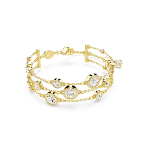 Bracciale Wide Imber, Taglio Round, Bianco, Placcato color oro
