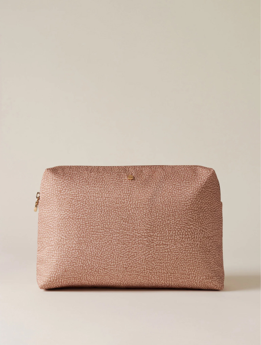 Beauty Case Medium Busta Di Tessuto Riciclato Op E Pelle