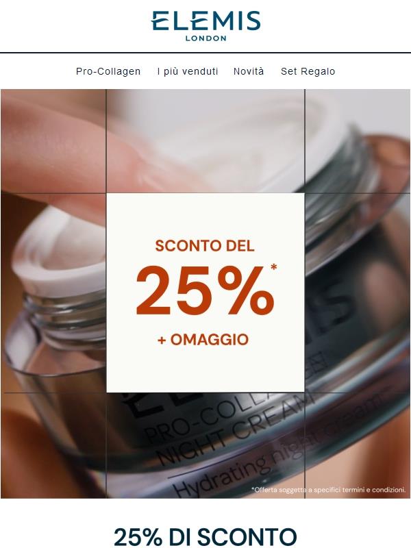 Sconto del 25% sulle creme notte 💤