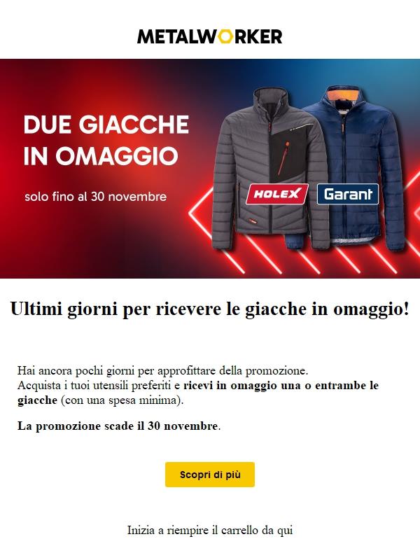 Ancora pochi giorni per le due giacche in omaggio🎁
