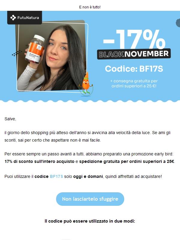 Guarda tu stesso: -17% Black Friday🚀