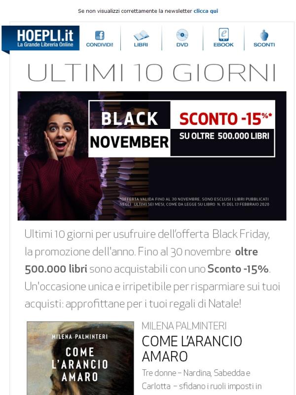 Black november, ultimi 10 giorni: Sconti fino a -20% su oltre 500.000 libri!