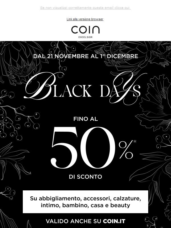 Black Days: fino al 50% su tutte le categorie ✨