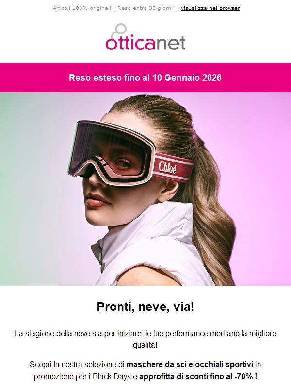 Ski Goggles Days: fino al 30% di sconto + Extra -13% con il codice BLACK13