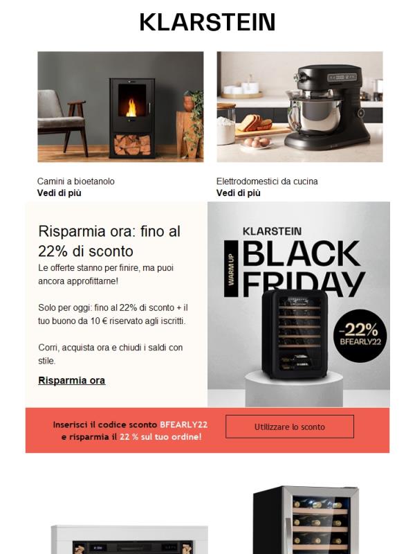 ⏰ Solo oggi: fino al 22% + il tuo buono da 10 €