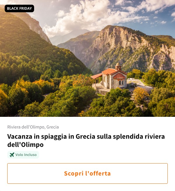Vacanza in spiaggia in Grecia sulla splendida riviera dell'Olimpo