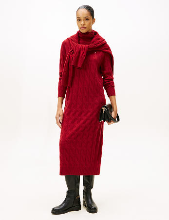 Vestito pullover midi in morbida lana