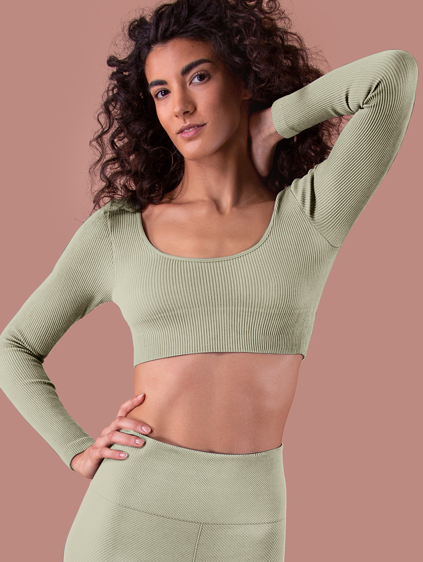 Image of TOP DONNA M/L COSTINA RIB MENTA