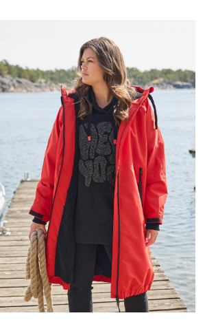 Felpa lunga con cappuccio, maniche lunghe e OEKO-TEX