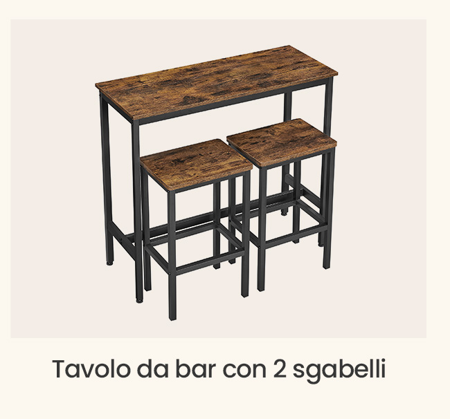 Tavolo da bar con 2 sgabelli