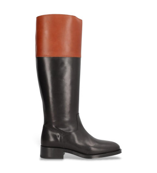 stivali-in-pelle-couture-marrone-e-nero